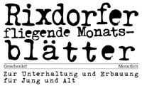 Rixdorfer  fliegende Monatsblätter - aktuelle Ausgabe